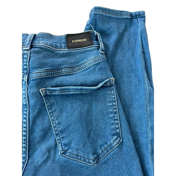 Express Jeans Womens Size 0 Mom Jean Super High Rise Stretch Medium Blue Denim - Picture 2 of 10